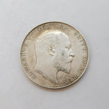 King Edward VII .925 Silver Half Crown Coin Antique 1902 Fine Condition