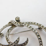 Edwardian Sterling Silver Marcasite Spray Brooch Antique 1907 Birmingham