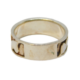 Sterling Silver Heart Pattern Identity Band Ring Vintage c1970 Size K