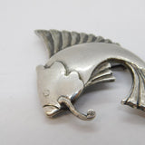 .900 Grade Silver Large Flying Fish Brooch Pin Vintage c1970s