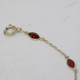 Sterling Silver & Garnet Set Cable Link Chain Bracelet Vintage c1970s
