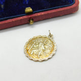 Sterling Silver Gilt Ruffled St Christopher Travel Pendant Vintage c1970
