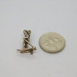 Sterling Silver Skiier Skiing Charm Pendant Vintage c1970