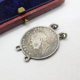 Georgian Sterling Silver Shilling Bracelet Panel or Pendant Antique 1826