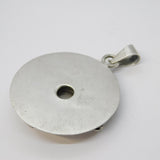 Large Sterling Silver Cross Pattern Moonstone Cabochon Pendant Vintage c1970