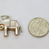 Sterling Silver Patterned Elephant Charm Pendant Vintage c1970