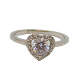 Sterling Silver Paste Set Heart Dress Band Ring Contemporary c2000 Size R