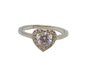 Sterling Silver Paste Set Heart Dress Band Ring Contemporary c2000 Size R