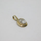 Sterling Silver Oval Faceted White Topaz Charm Or Pendant Modern c1990s