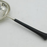 Sterling Silver & Turned Wooden Handle Tea Strainer Vintage 1965 Birmingham