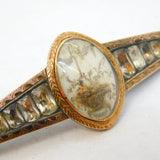 Georgian 9ct Gold, Silver & Black-Dot Paste Floral Urn Mourning Brooch Antique