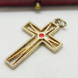 Sterling Silver Glass Paste Cross Charm Pendant Vintage c1970