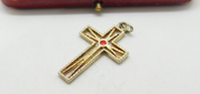 Sterling Silver Glass Paste Cross Charm Pendant Vintage c1970