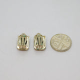Pair of Sterling Silver Stud Black Onyx Inlay Clip-On Earrings Vintage c1970