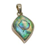 Sterling Silver Abalone Shell Leaf Form Charm Pendant Contemporary c1990s