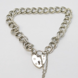 Sterling Silver Curb Link Charm Bracelet Heart Lock Clasp Vintage Birmingham