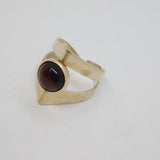 Sterling Silver Tiger's Eye Modernist Open Back Studio Ring Vintage c1970 Size O