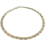 Italian Sterling Silver Flat Braided Collar Style Necklace Contemporary c1990
