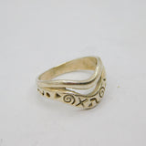 Sterling Silver Navajo Style Curved Patterned Studio Ring Vintage c1970 Size T