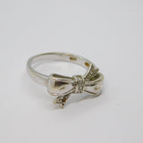 Sterling Silver Paste Set Bow Design Dress Ring Vintage c1970 Size T 1/2