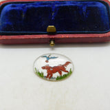 Essex Crystal Reverse Painted Glass Dog and Bird Jewellery Spares c1970