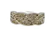 Sterling Silver Multi-Stone CZ Patterned Band Ring Vintage c1970 Size M