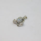 Sterling Silver CZ Set Floral Drop Charm Pendant Vintage c2000