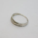 Sterling Silver Channel Set Diamonds Crossover Dress Ring Vintage c2000 Size T