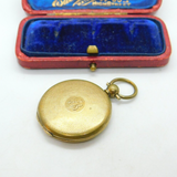 Victorian Yellow Metal Engine Turned Single Locket Fob Pendant Antique c1900