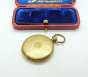 Victorian Yellow Metal Engine Turned Single Locket Fob Pendant Antique c1900