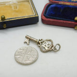 Sterling Silver Happy 18th Birthday Key Charm Pendant Vintage c1970
