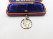 USA Sterling Silver Liberty Outline Dime Coin Charm or Pendant Antique 1944