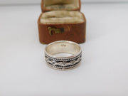 Sterling Silver Woven Knot Pattern Band Ring Vintage c1970 Size N UK
