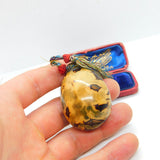 Victorian Natural Nut Pendant Talisman With Ribbon Antique c1880 Possible Flask?