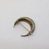 19th Century Sterling Silver Crescent Moon Paste Set Sweetheart Brooch Antique