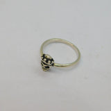 Sterling Silver Crowned Skull Dress Band Ring Vintage c1970 Size R