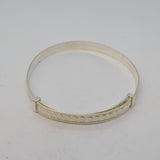 Art Deco Style Sterling Silver Floral Chased Bangle Bracelet 1993 Birmingham