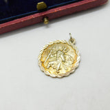 Sterling Silver Gilt Ruffled St Christopher Travel Pendant Vintage c1970