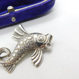 Middle Eastern Sterling Silver Fish Form Brooch Pin Antique c1900 Victorian