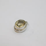 Sterling Silver Oval Faceted Citrine Drop Pendant Vintage c1970