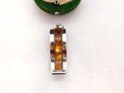 Sterling Silver Wave Design Brown Amber Charm Pendant Vintage c1970