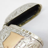 Art Deco 9ct Gold & Sterling Silver Floral Vesta Case Antique 1912 Birmingham