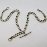 Edwardian Sterling Silver Graduating Albert Watch Chain Necklace Antique Chester