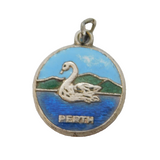 Sterling Silver Enamel Perth Swan Scene Charm Pendant Vintage c1970