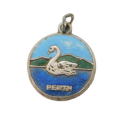 Sterling Silver Enamel Perth Swan Scene Charm Pendant Vintage c1970