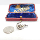 Sterling Silver Good Luck Pixie In The Horseshoe Charm Pendant Vintage c1970