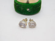 Pair of Sterling Silver Paste Set Stud Earrings Vintage c1970
