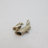 Sterling Silver Bird On Branch Charm Pendant Vintage c1970