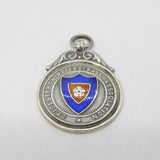Sterling Silver & Enamel Leicestershire Football Fob Medal Antique Art Deco