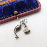 Sterling Silver Stork Delivering a Baby Charm Pendant Vintage c1970